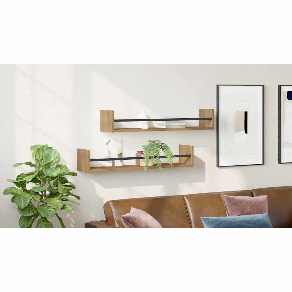 Sieninė lentyna 2 pcs artisano ąžuolo 80 x 16 x 14 cm