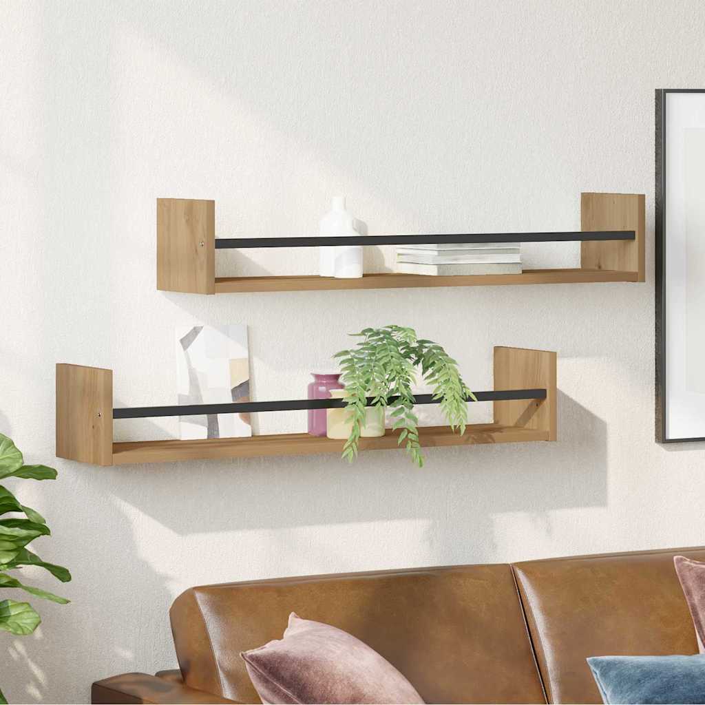 Sieninė lentyna 2 pcs artisano ąžuolo 80 x 16 x 14 cm