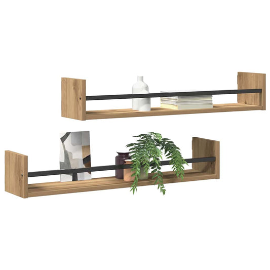 Sieninė lentyna 2 pcs artisano ąžuolo 80 x 16 x 14 cm