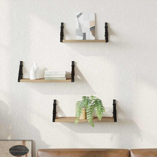 Sieninių lentynų komplektas su lentyna 3 pcs artisano ąžuolo