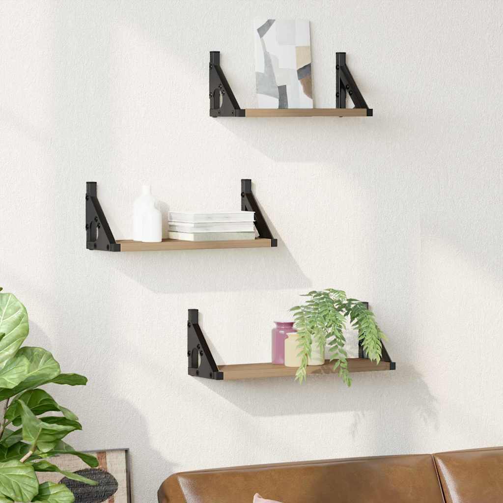 Sieninių lentynų komplektas su lentyna 3 pcs artisano ąžuolo