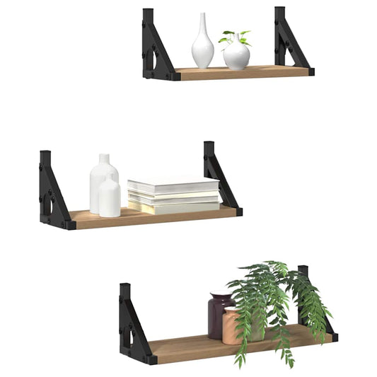 Sieninė lentyna Tvirtinamas prie sienos 3 pcs Dūminis ąžuolas