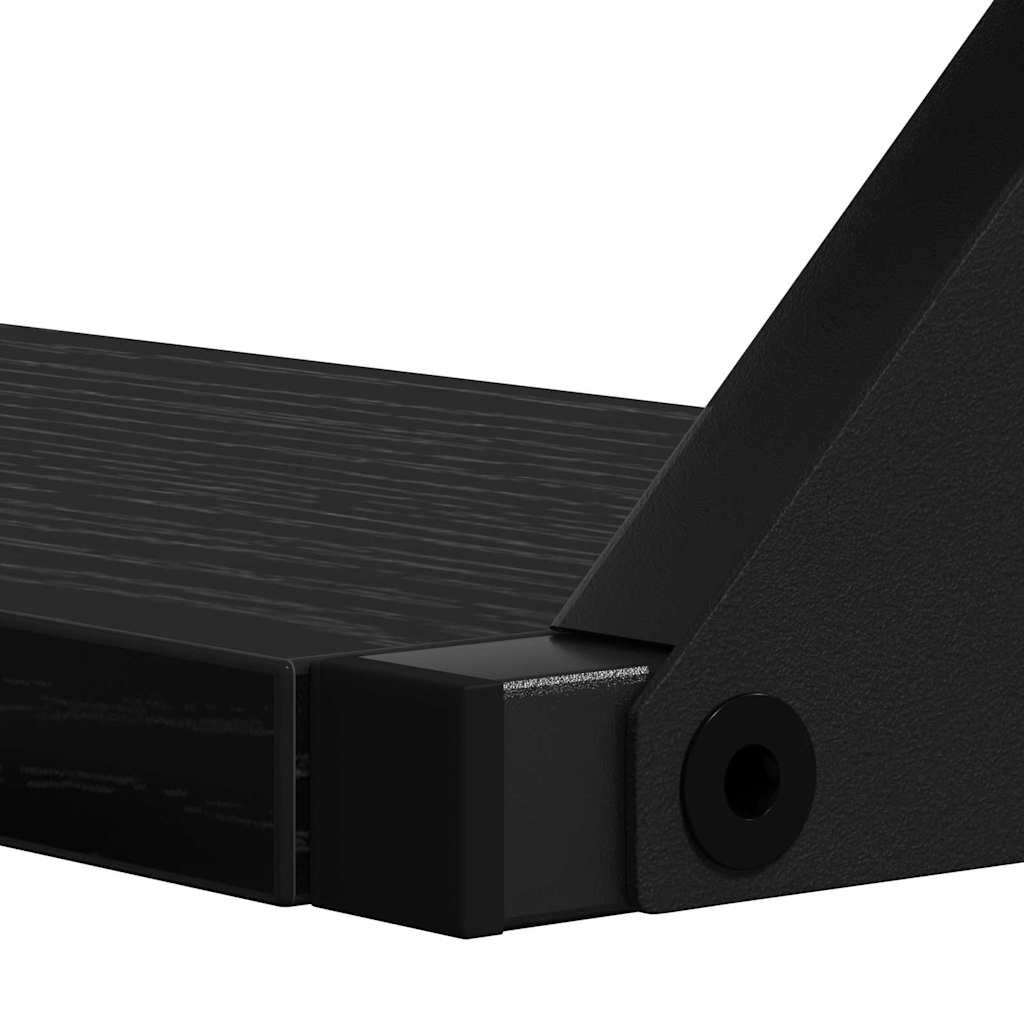 Sieninių lentynų komplektas 3 pcs juoda ąžuolo 37 x 12 x 13 cm