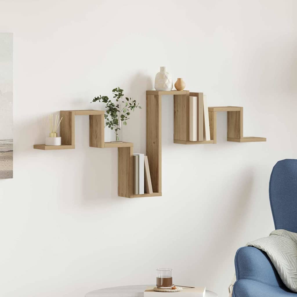 Sieninė lentyna su lentyna artisano ąžuolo 104,5 x 10 x 43 cm