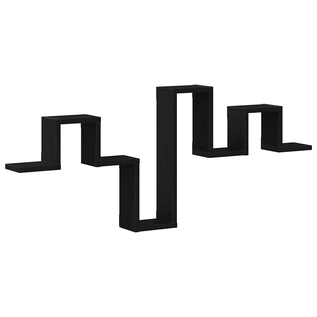 Sieninė lentyna su lentyna juoda ąžuolo 104,5 x 10 x 43 cm