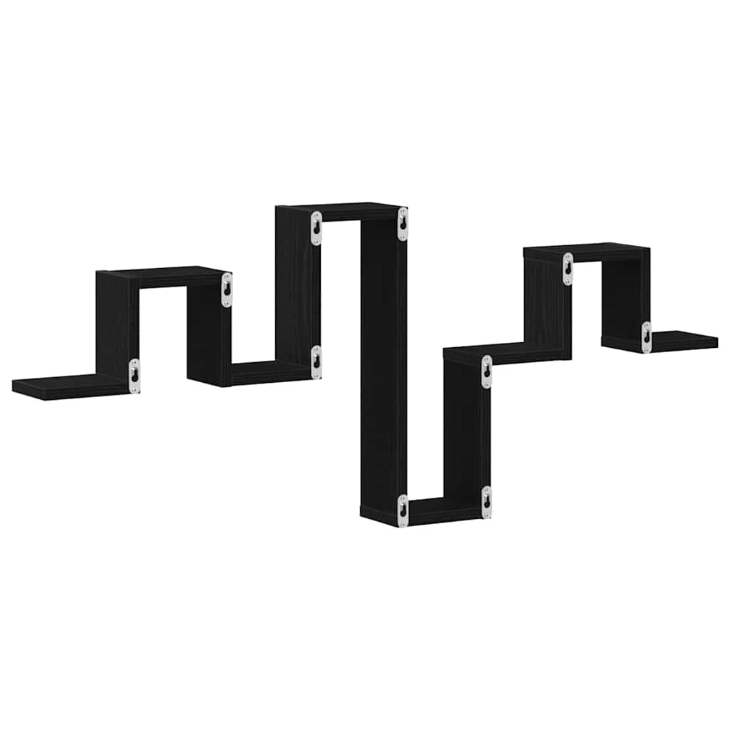 Sieninė lentyna su lentyna juoda ąžuolo 104,5 x 10 x 43 cm