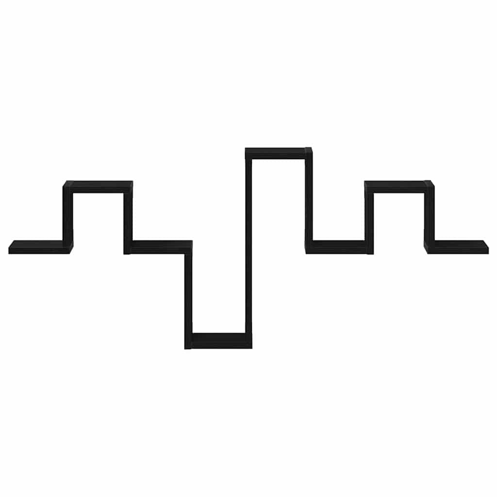 Sieninė lentyna su lentyna juoda ąžuolo 104,5 x 10 x 43 cm