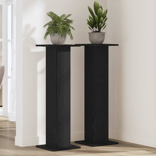 Augalų stovas 2 pcs Juodas ąžuolas 30 x 30 x 95 cm