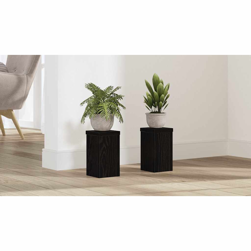 Augalų stovas 2 pcs juoda ąžuolo 10 x 10 x 18 cm