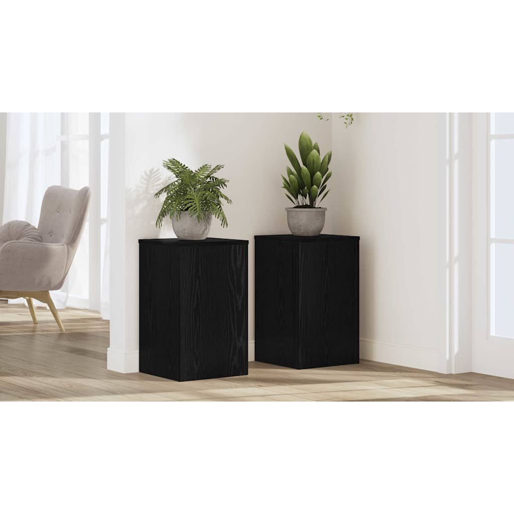 Augalų stovas 2 pcs juoda ąžuolo 30 x 30 x 50 cm
