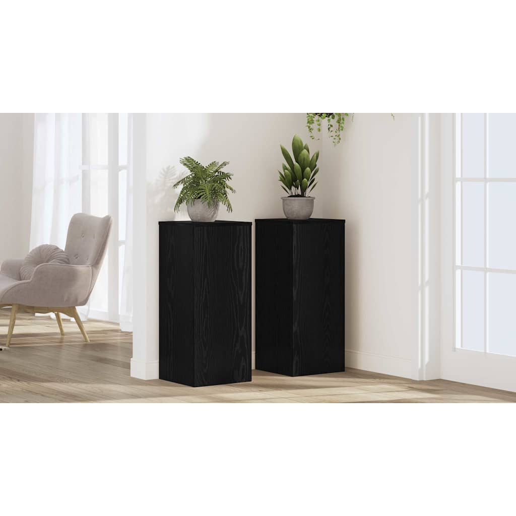 Augalų stovas 2 pcs juoda ąžuolo 30 x 30 x 70 cm