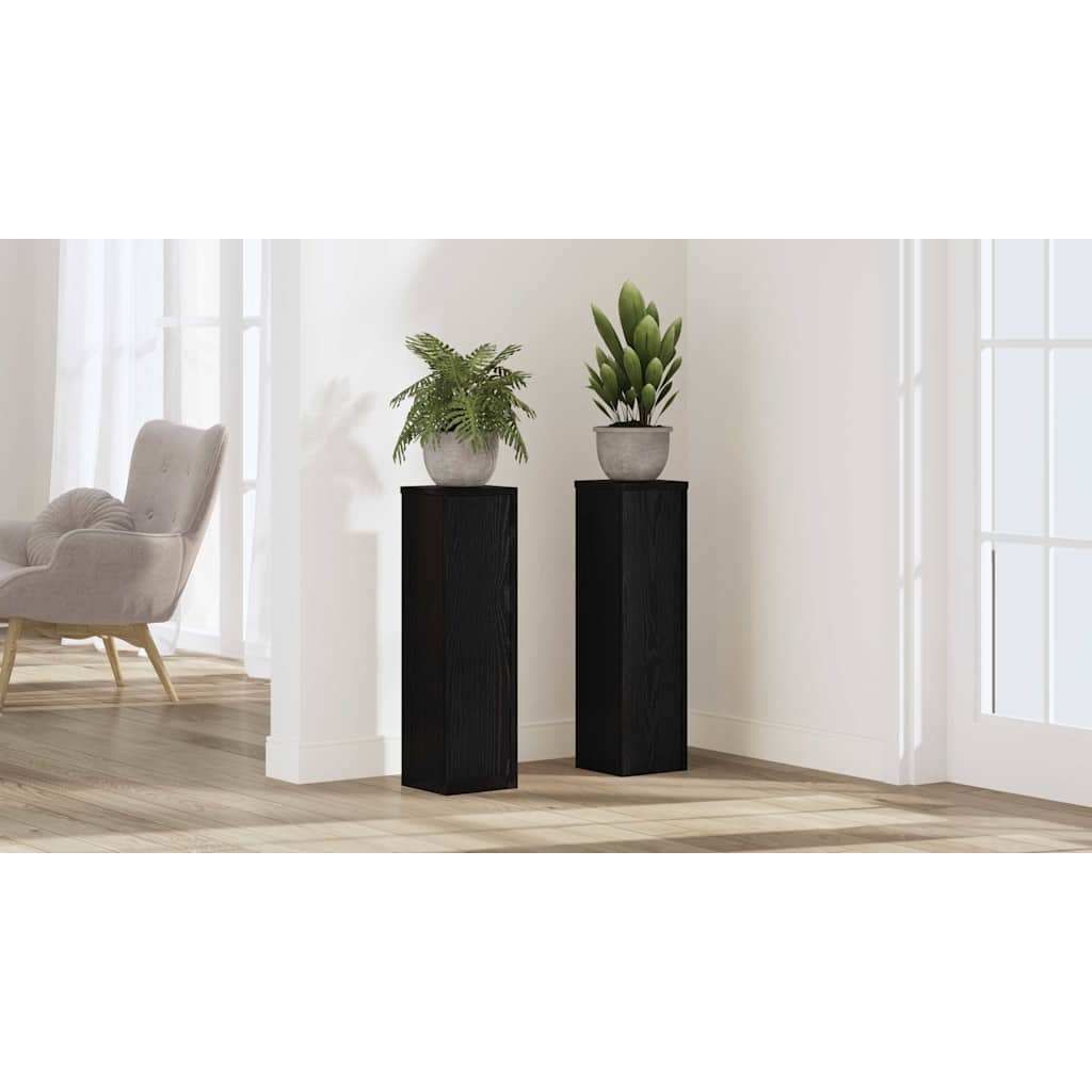 Augalų stovas 2 pcs juoda ąžuolo 17 x 17 x 60 cm