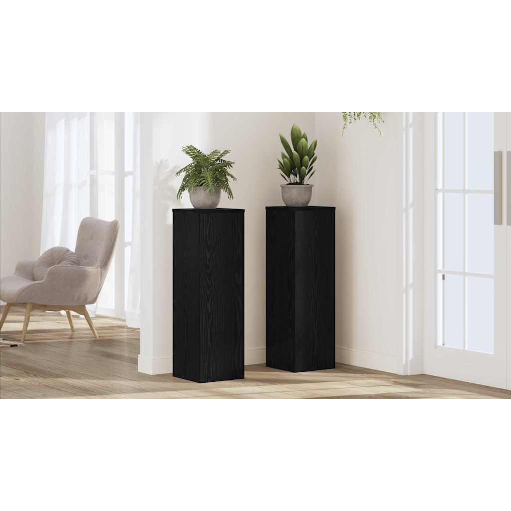 Augalų stovas 2 pcs juoda ąžuolo 25 x 25 x 80 cm
