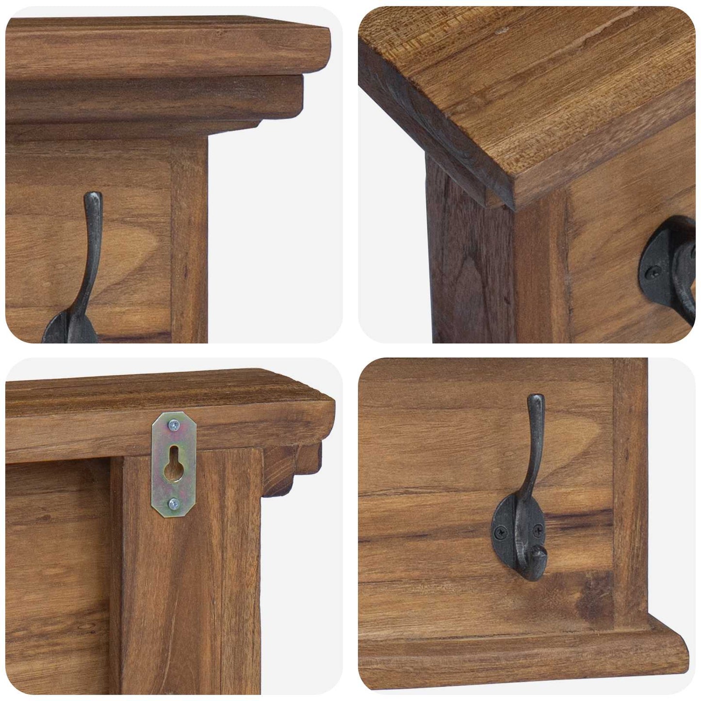 Prikabinamas paltas Natūrali 70 x 10 x 20 cm Kieto teka medžio