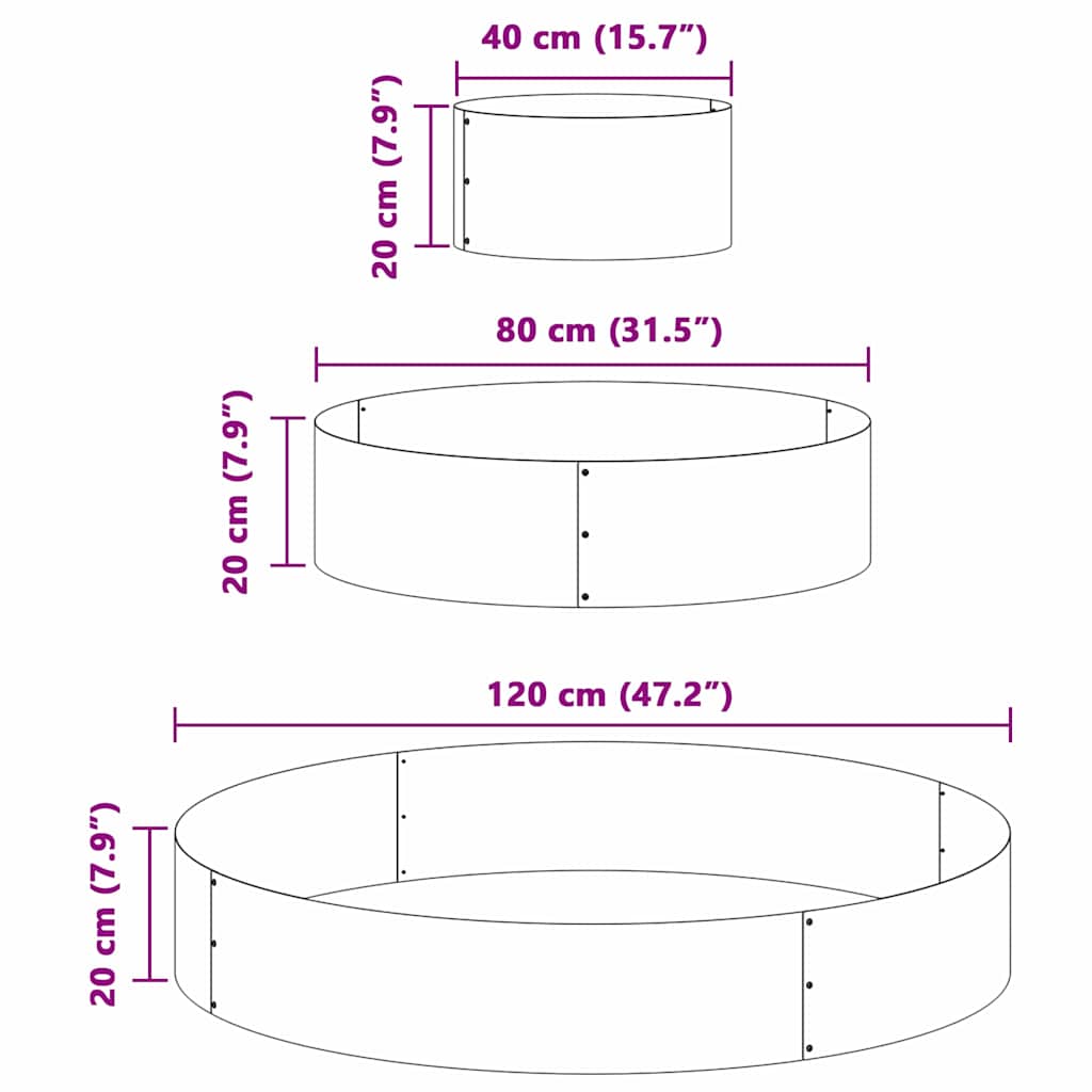 Sodo vazonas Sidabro 120 x 120 x 20 cm Cinkuota plienas