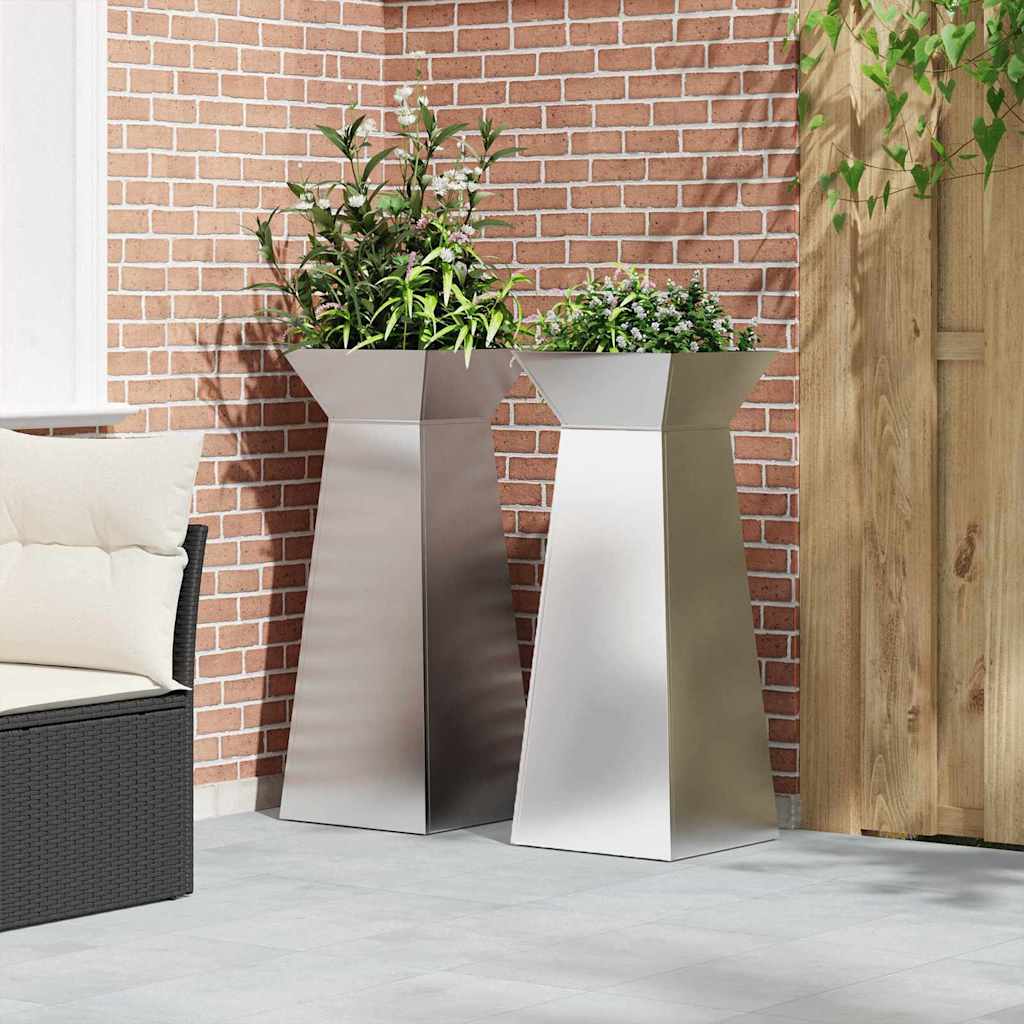 Stulpinis sodinukas 2 pcs Sidabro 40 x 40 x 100 cm
