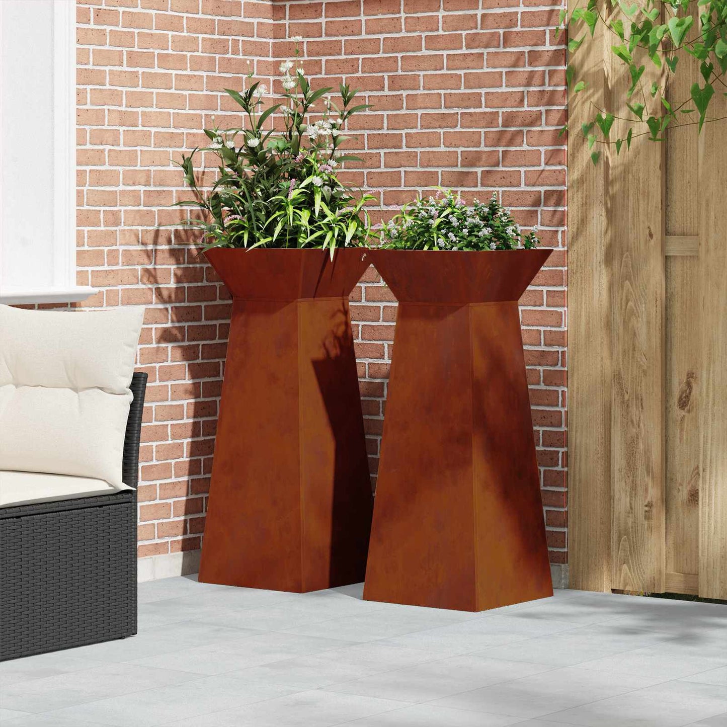 Stulpinis sodinukas 2 pcs Sidabro 40 x 40 x 100 cm
