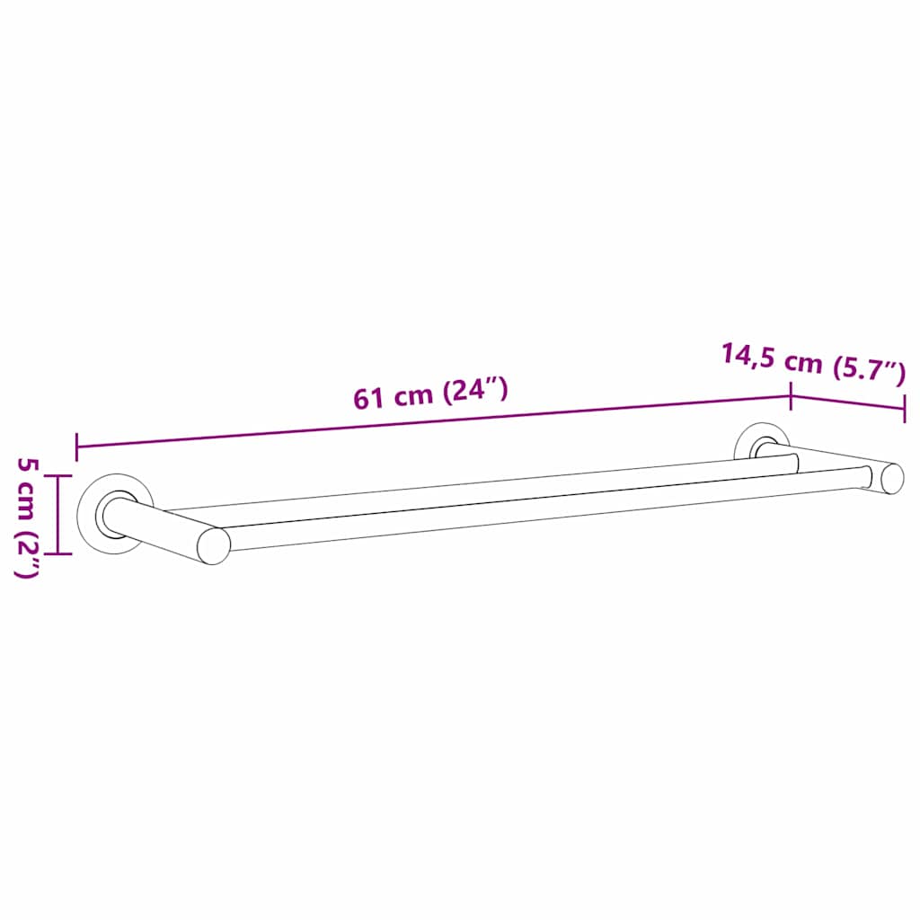 Rankšluosčių stovas Juoda 61 x 14.5 x 5 cm Nerūdijantis plienas