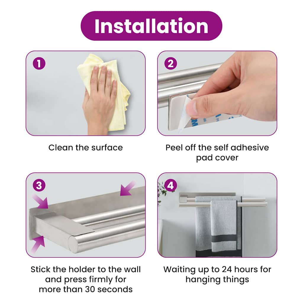 Rankšluosčių stovas Sidabro 40 x 9 x 4 cm Nerūdijantis plienas