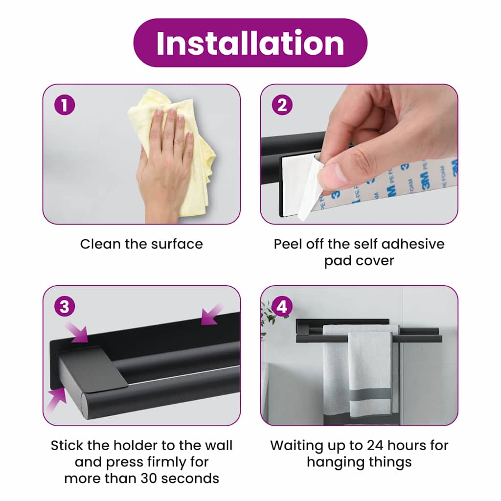 Rankšluosčių stovas Juoda 40 x 9 x 4 cm Nerūdijantis plienas