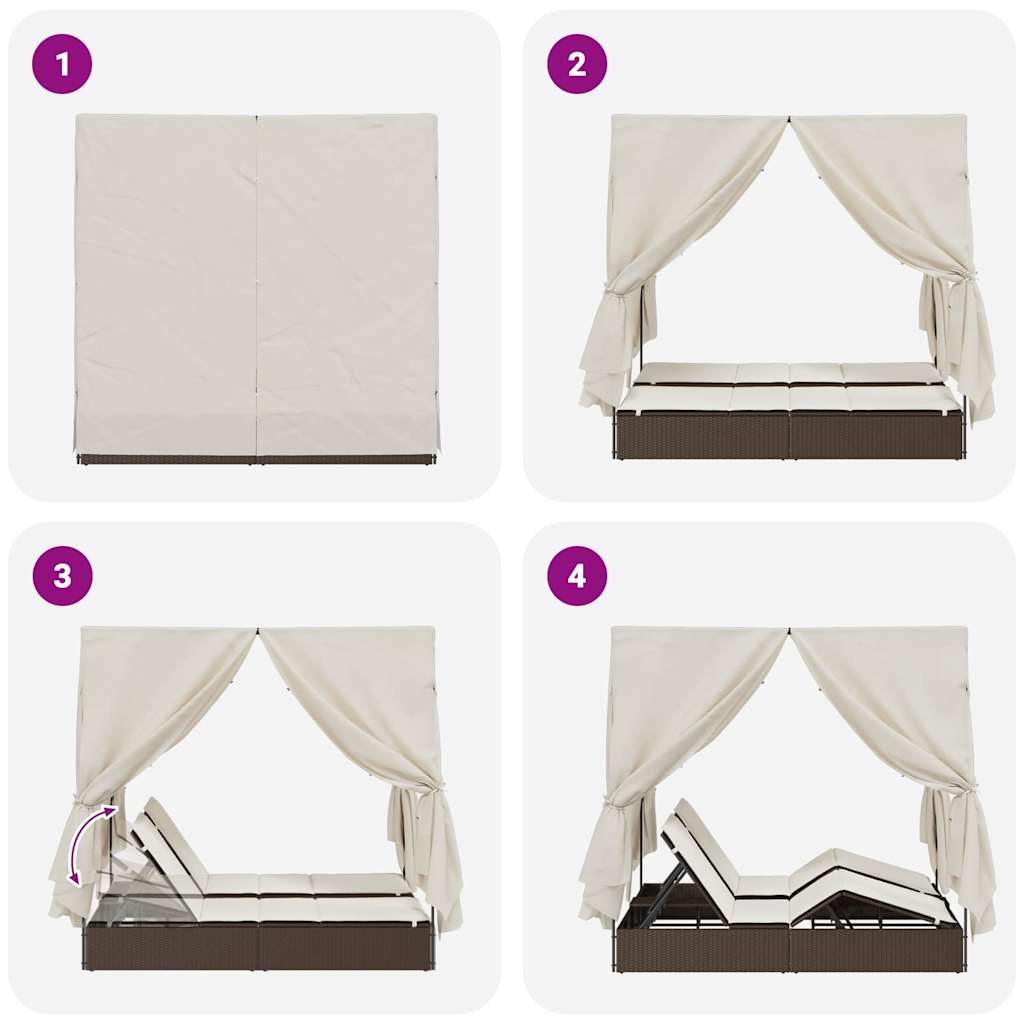 Dviejų vietų saulės gultas su stogu Ruda 205 x 129 x 200 cm