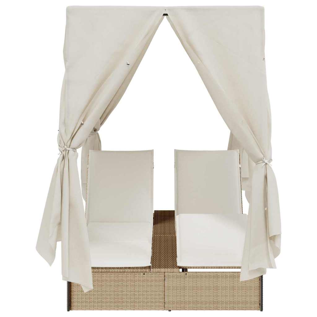 Dvigubas saulės gultas Smėlio 205 x 129 x 200 cm poliratanas