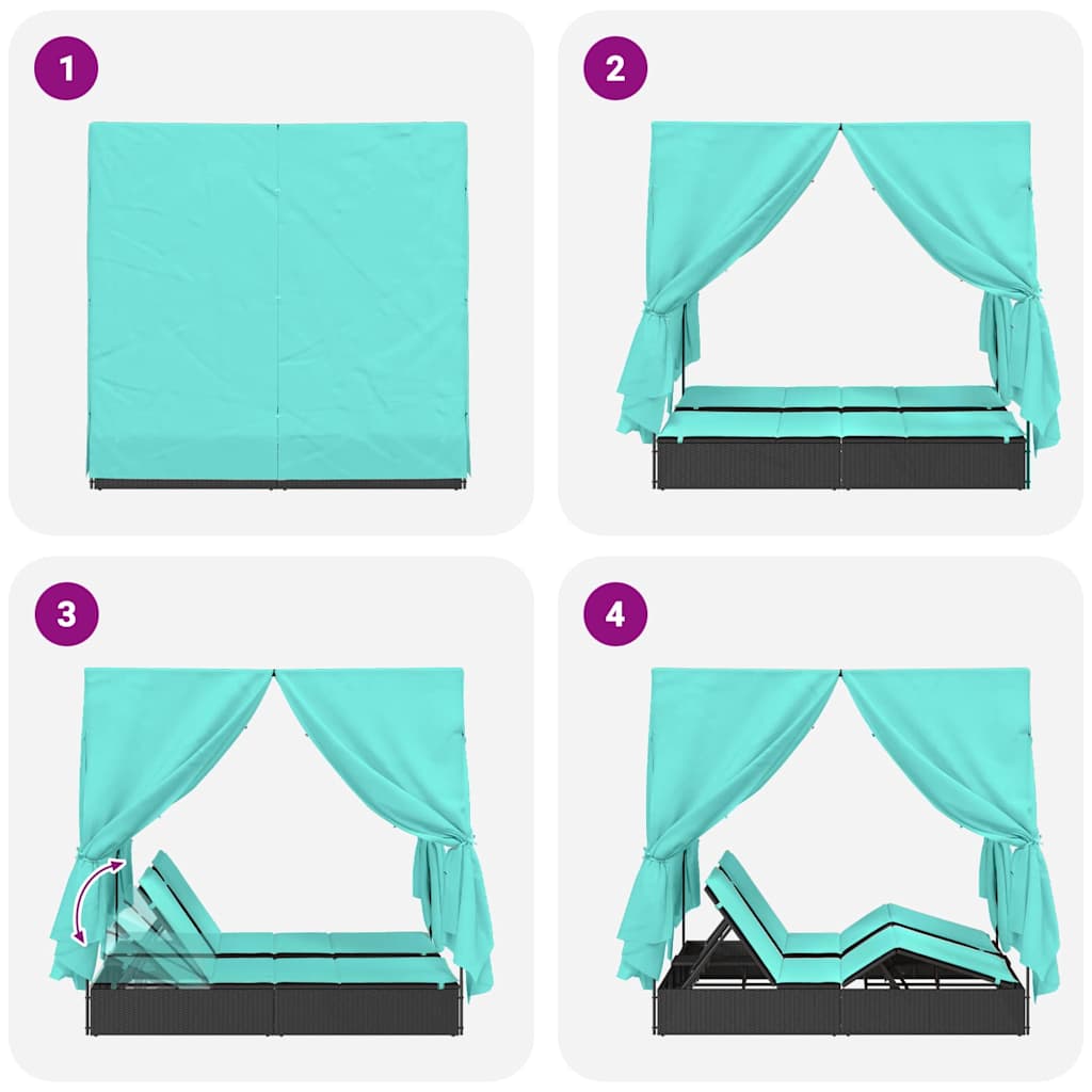 Dvigubas saulės gultas Turkio 205 x 129 x 200 cm poliratanas