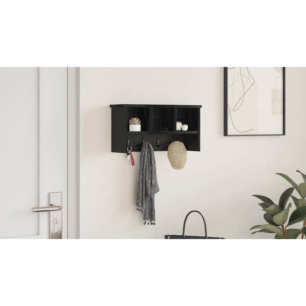 Prikabinamas paltas su lentyna juoda ąžuolo 50 x 16 x 26 cm