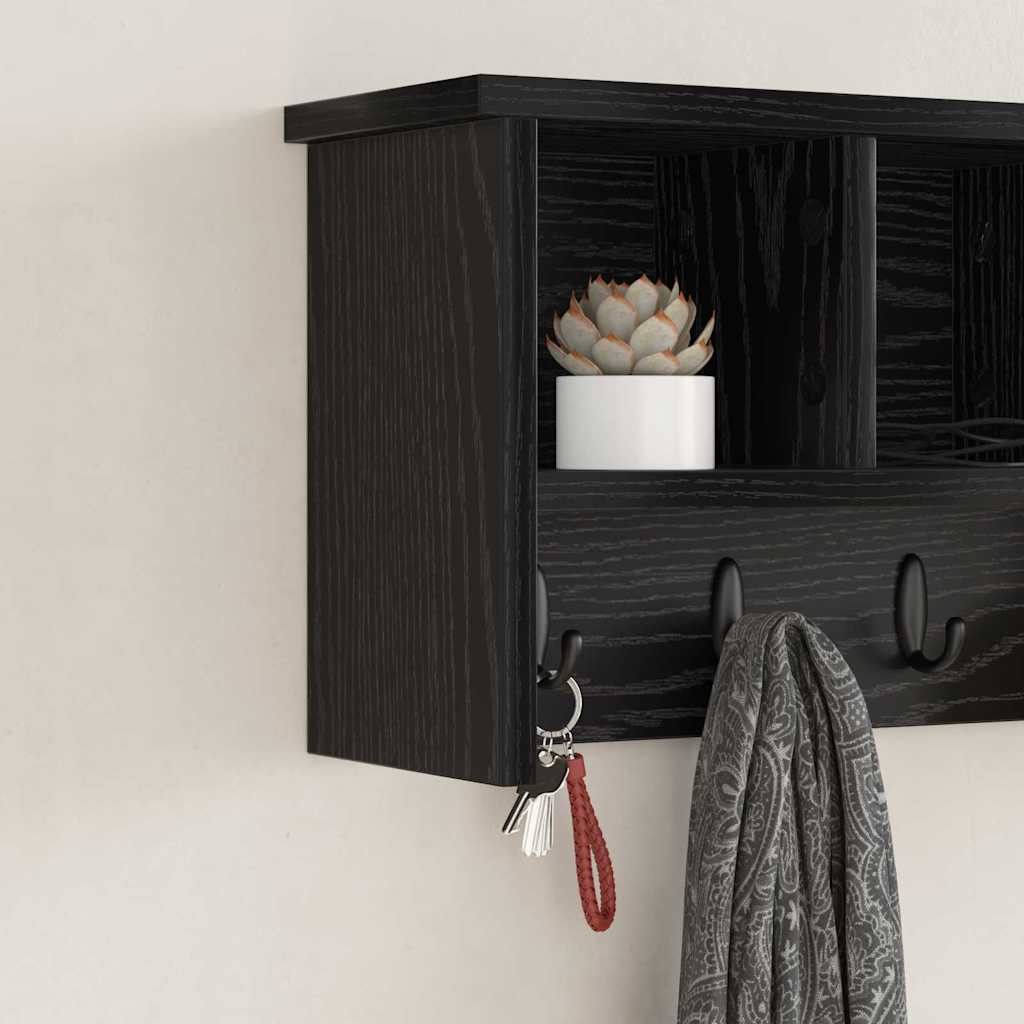 Prikabinamas paltas su lentyna juoda ąžuolo 50 x 16 x 26 cm