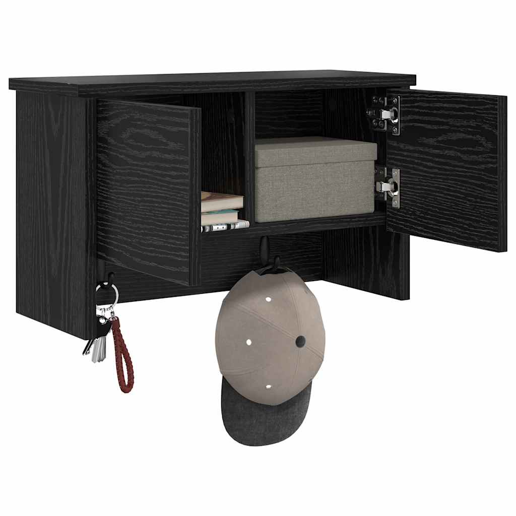 Prikabinamas paltas su lentyna juoda ąžuolo 50 x 20 x 30 cm