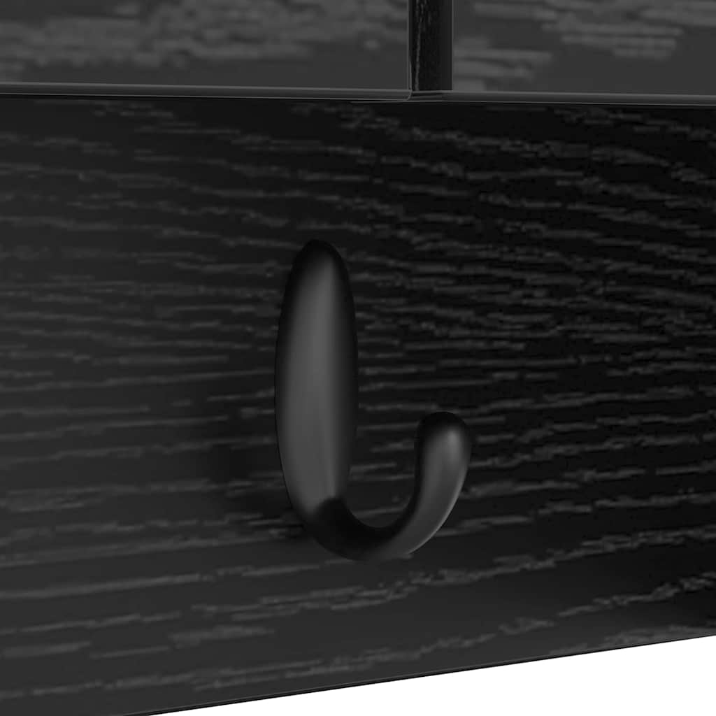 Prikabinamas paltas su lentyna juoda ąžuolo 80 x 20 x 30 cm