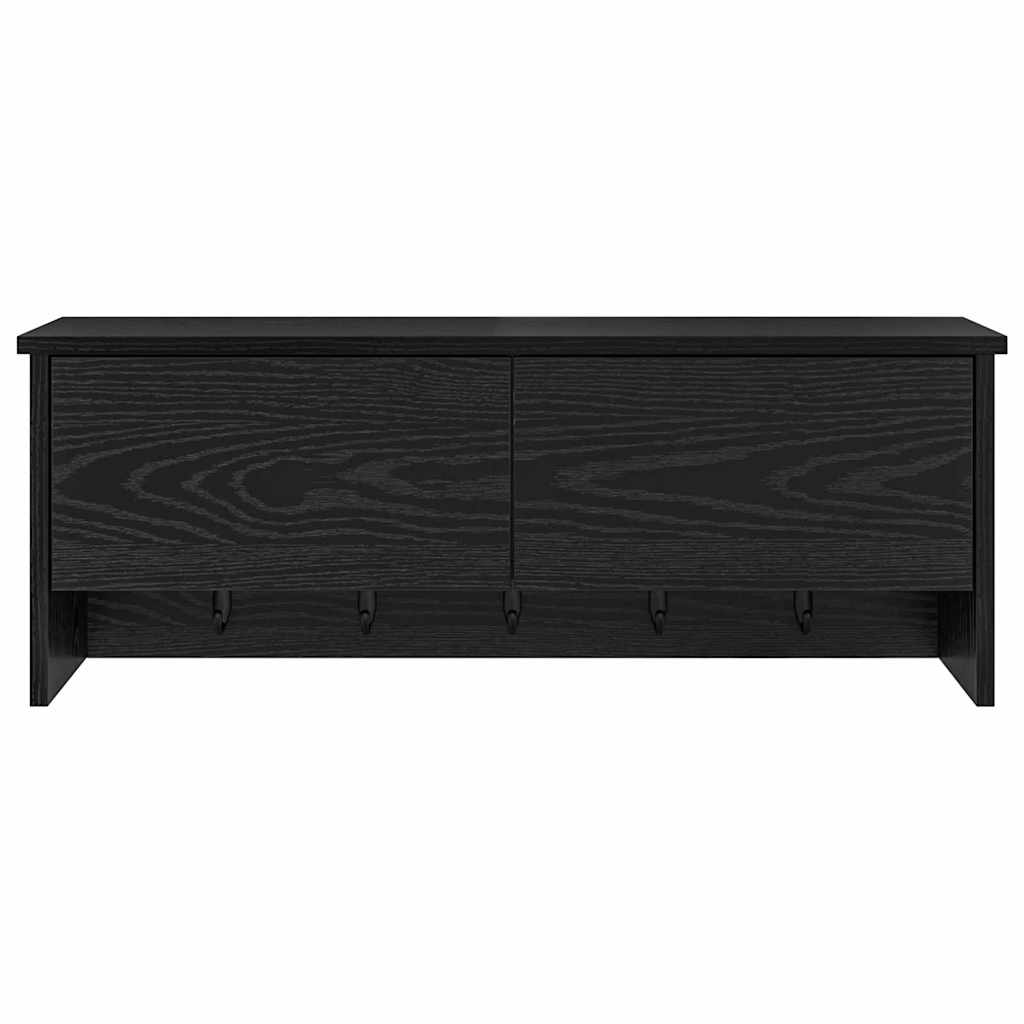 Prikabinamas paltas su lentyna juoda ąžuolo 80 x 20 x 30 cm