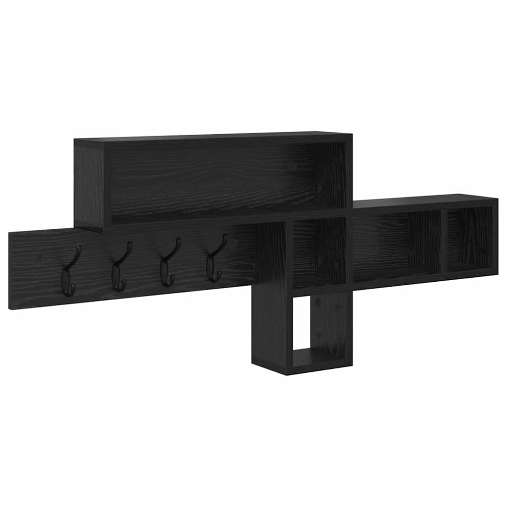 Prikabinamas paltas su lentyna juoda ąžuolo 100 x 12 x 43.5 cm