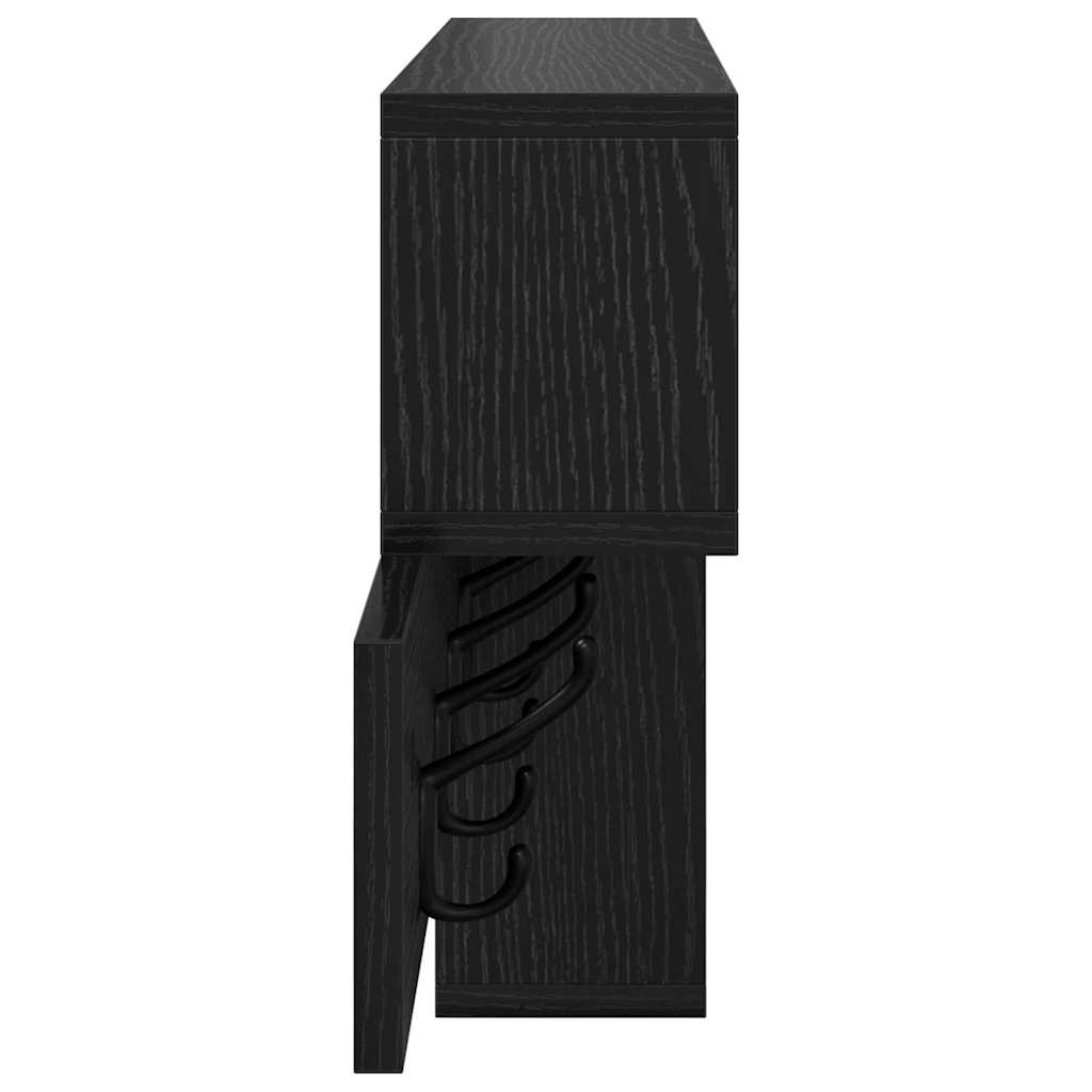 Prikabinamas paltas su lentyna juoda ąžuolo 100 x 12 x 43.5 cm