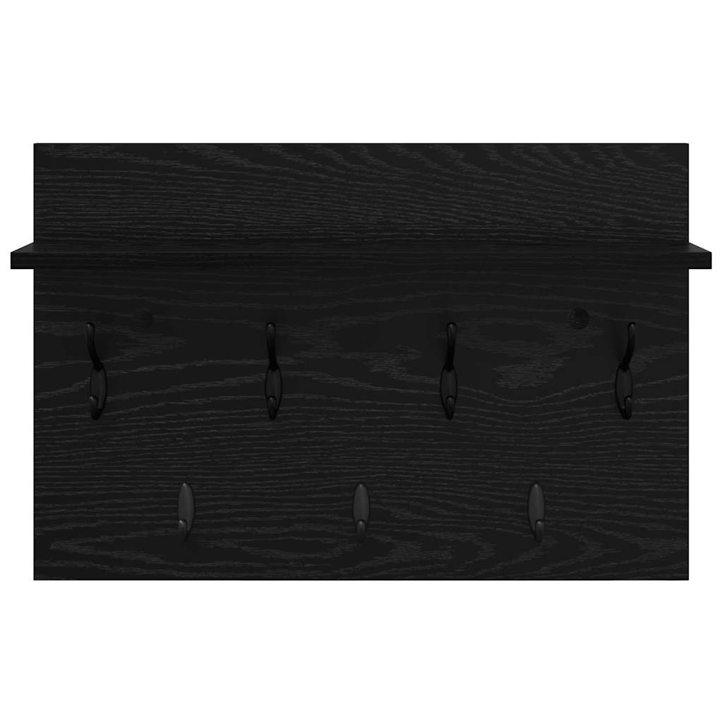 Prikabinamas paltas su lentyna juoda ąžuolo 60 x 40 x 12 cm