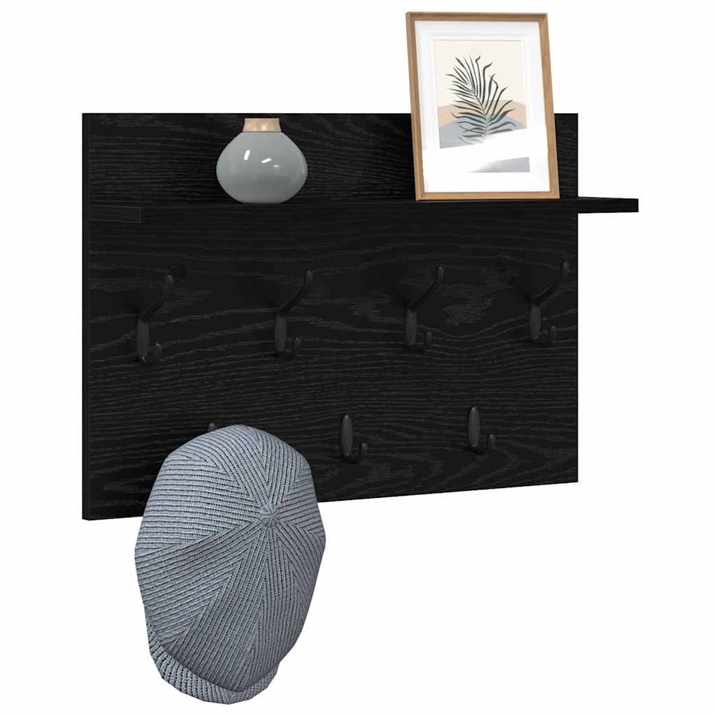 Prikabinamas paltas su lentyna juoda ąžuolo 60 x 40 x 12 cm