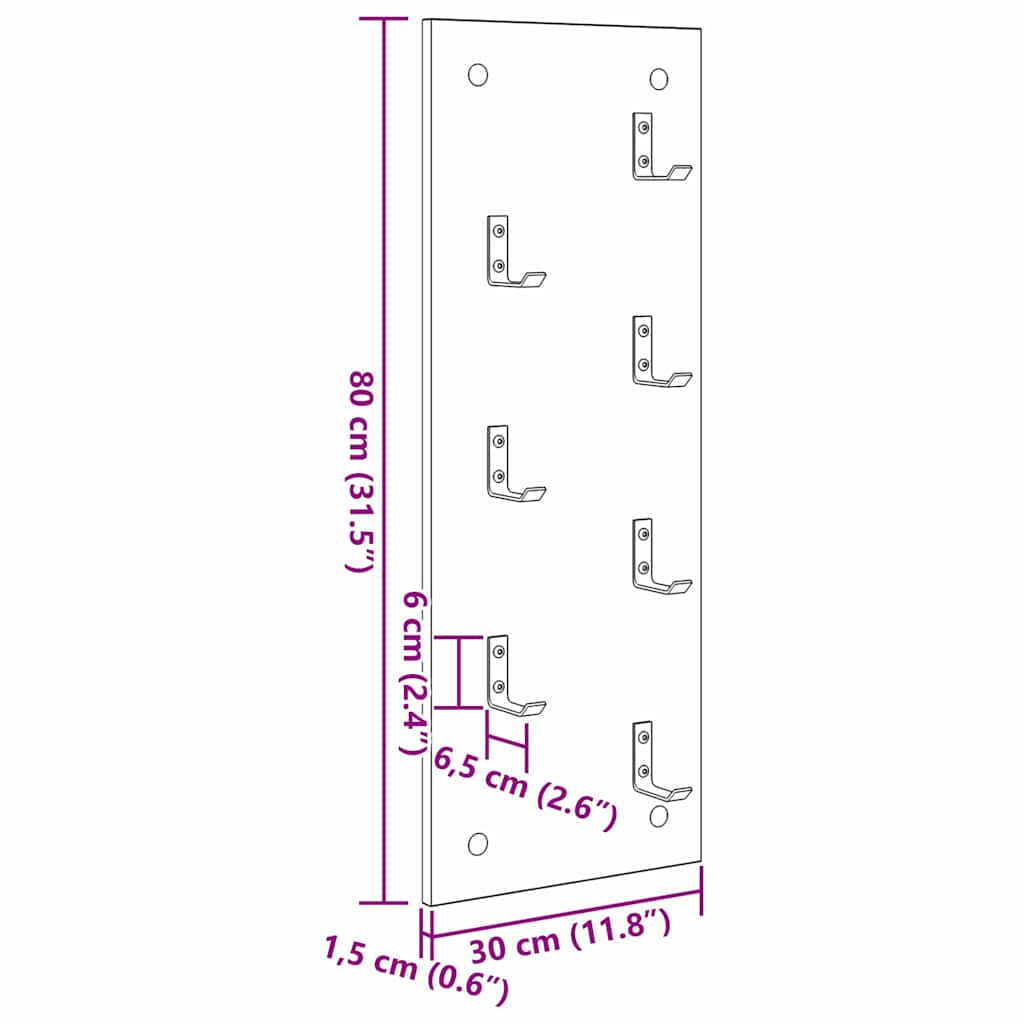 Prikabinamas paltas Sena mediena 30 x 1.5 x 80 cm