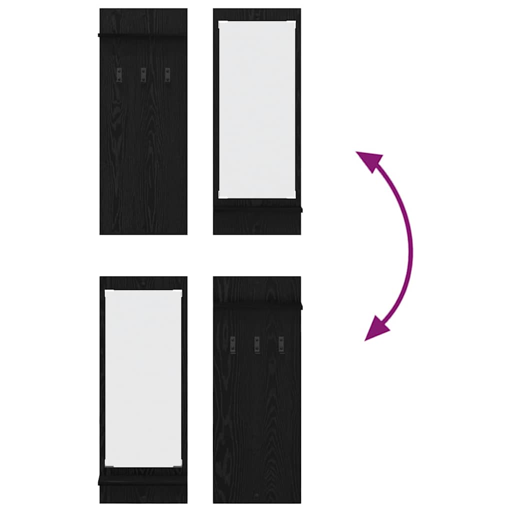 Prikabinamas paltas su lentyna juoda ąžuolo 70 x 10 x 90 cm