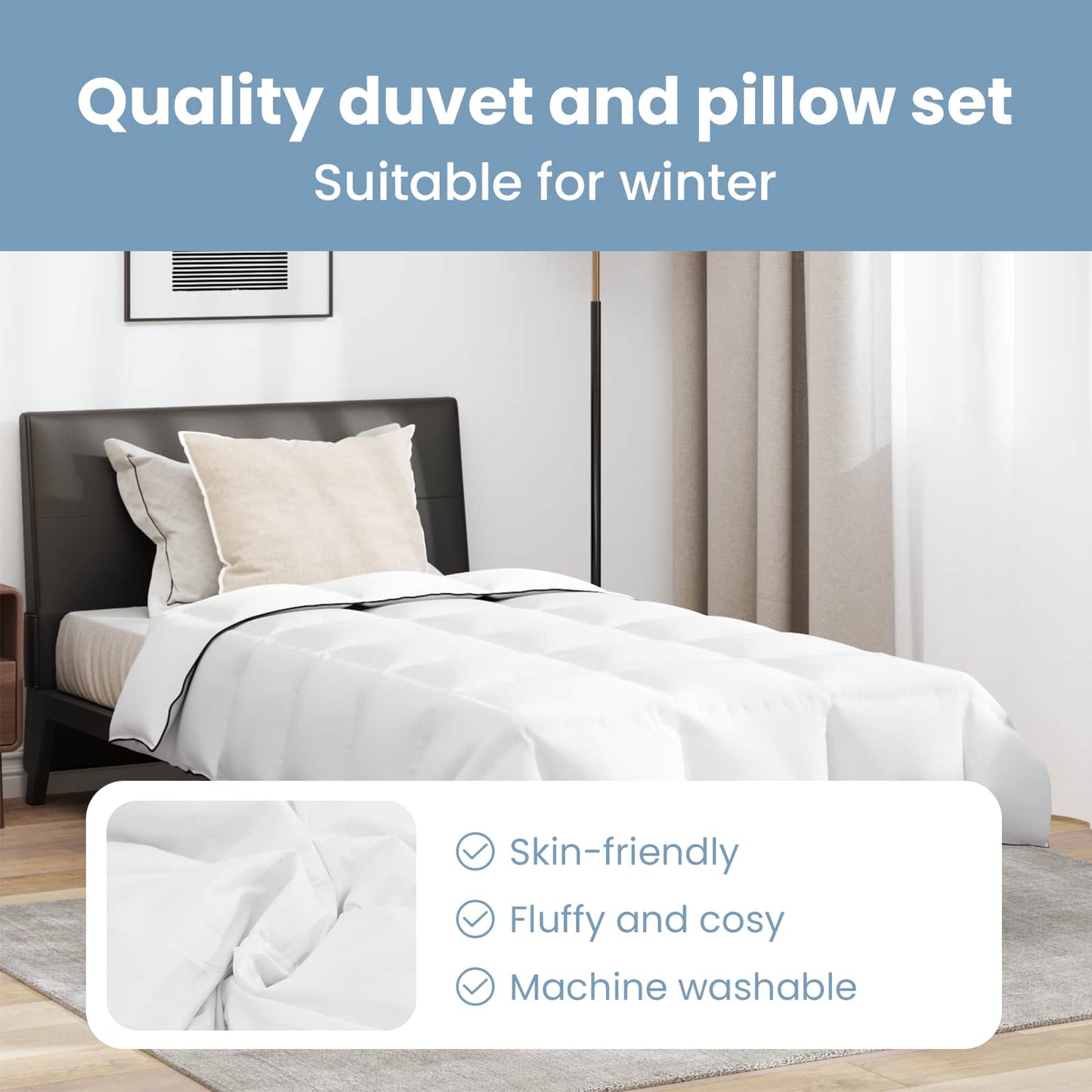 Žiemos antklodė su pagalve 2 pcs Balta Plunksna