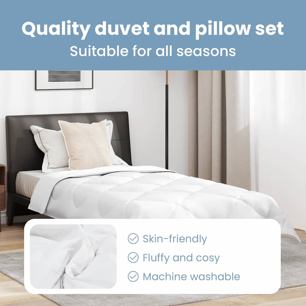 Antklodė su pagalve 2 pcs Balta Mikropluoštas