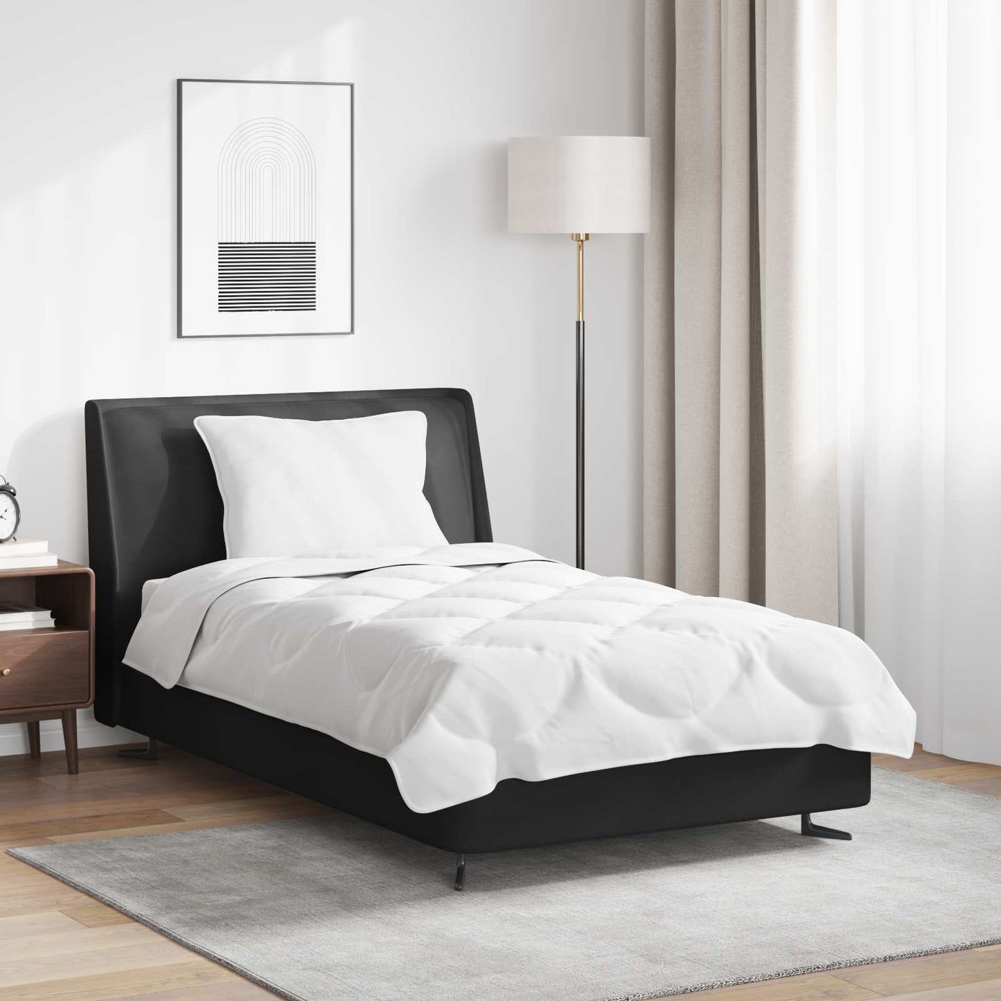 Antklodė su pagalve 2 pcs Balta 135 x 220 cm Mikropluoštas