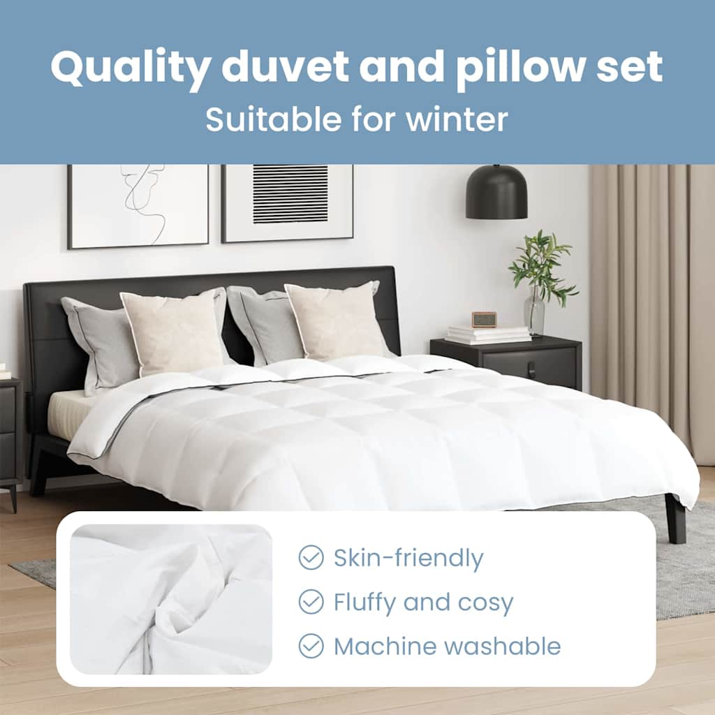 Žiemos antklodė su pagalve 3 pcs Balta Plunksna