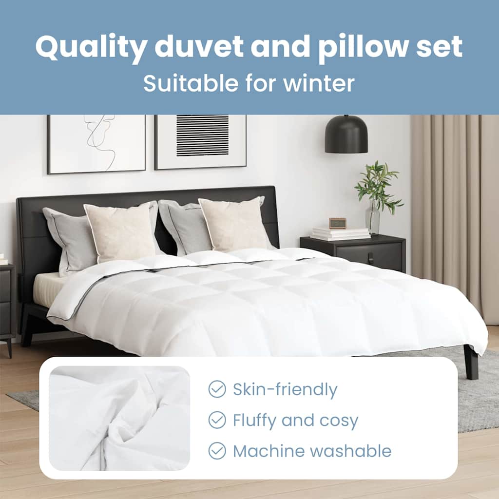 Žiemos antklodė su pagalve 3 pcs Balta Plunksna
