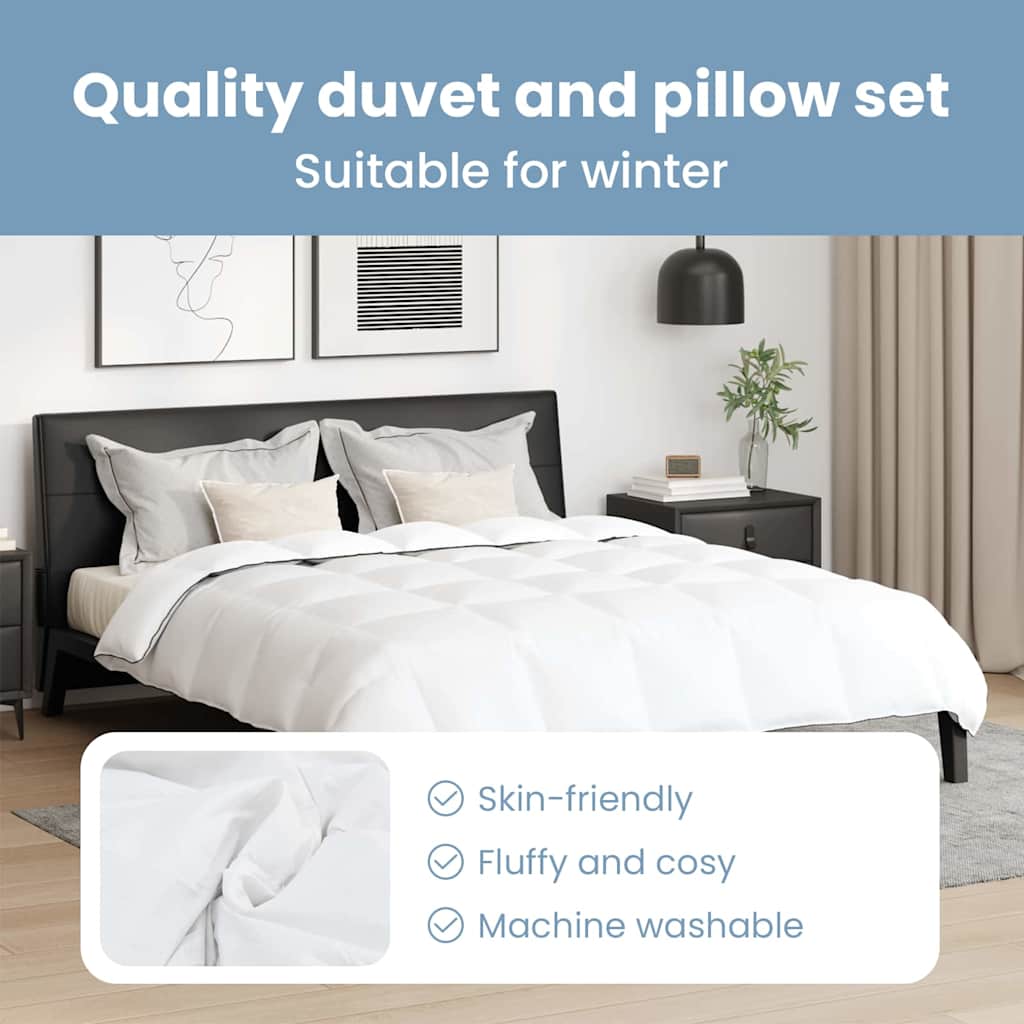 Žiemos antklodė su pagalve 3 pcs Balta Plunksna