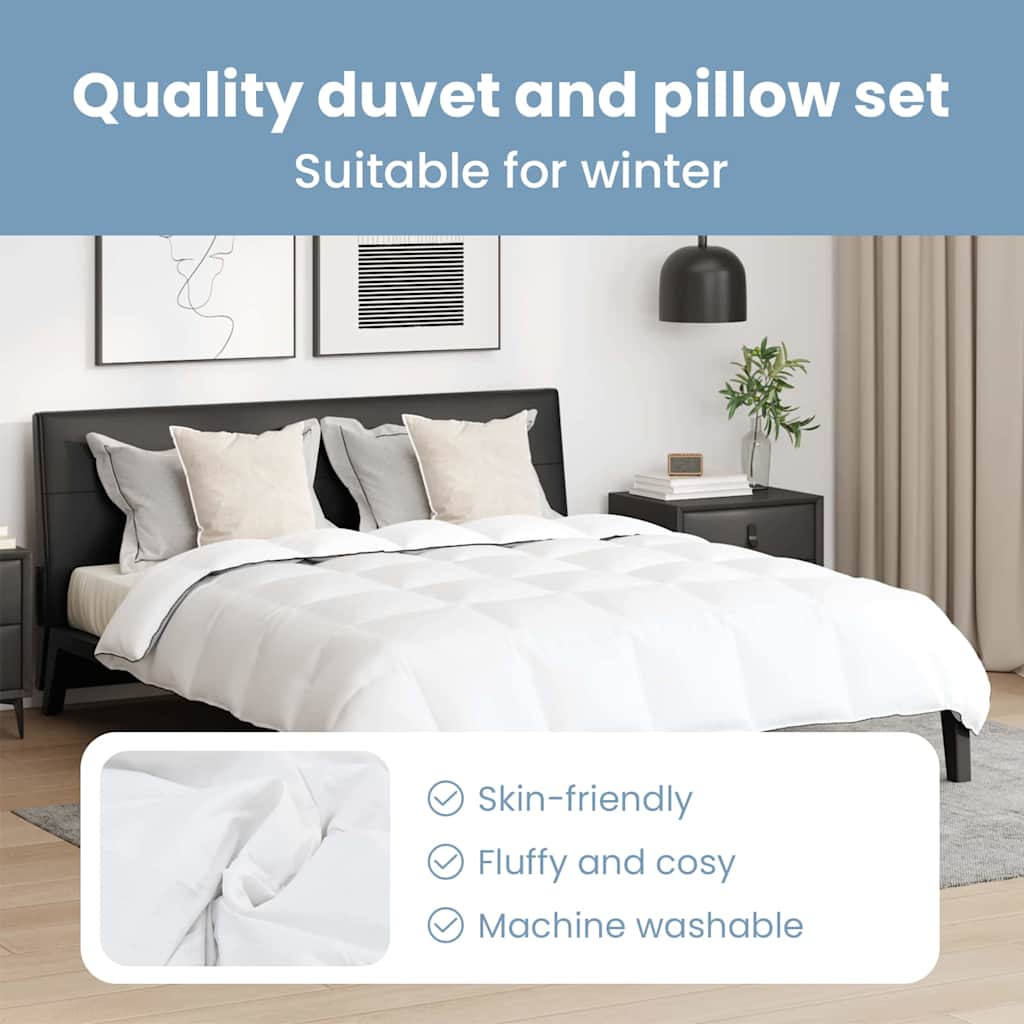 Žiemos antklodė su pagalve 3 pcs Balta Plunksna