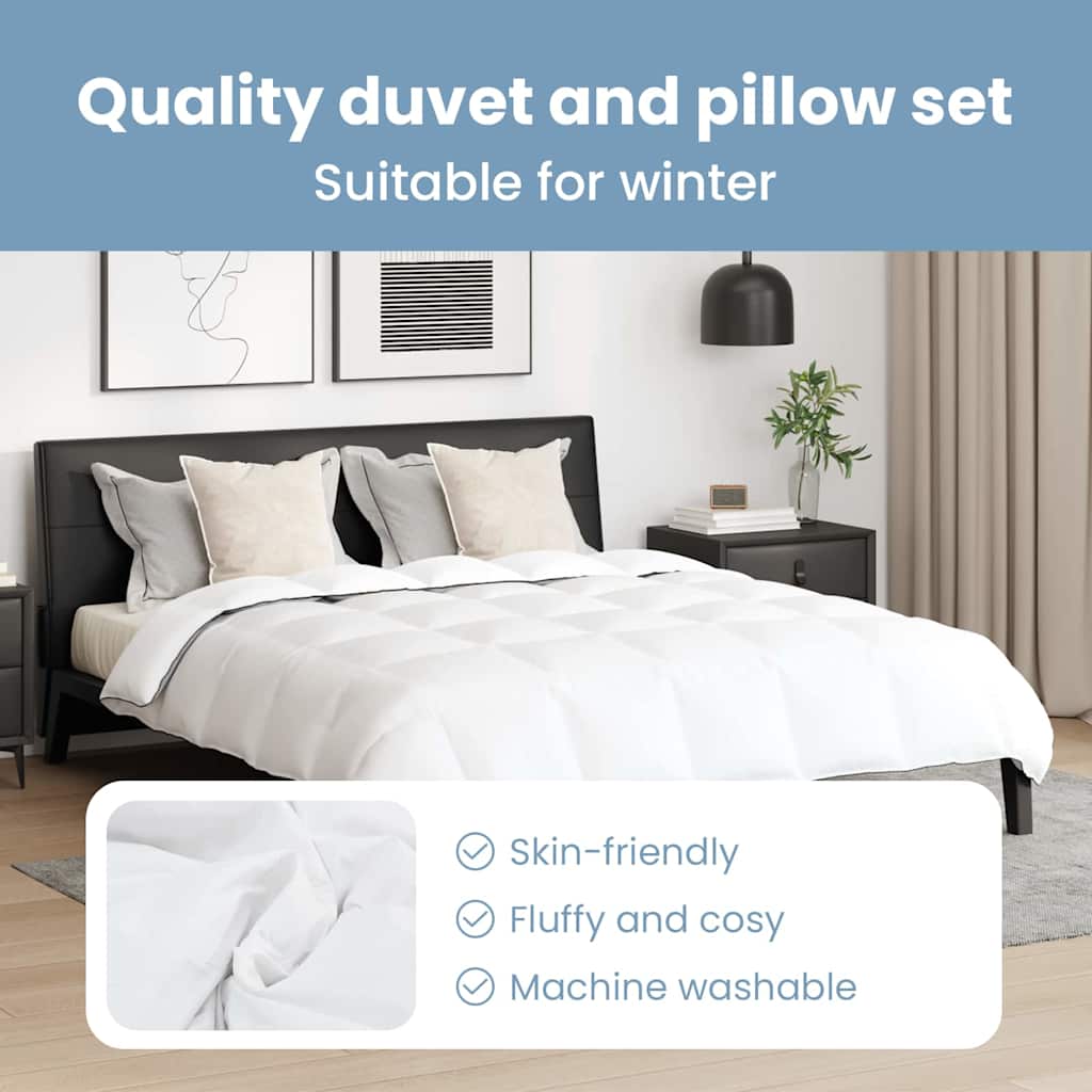 Žiemos antklodė su pagalve 3 pcs Balta Plunksna