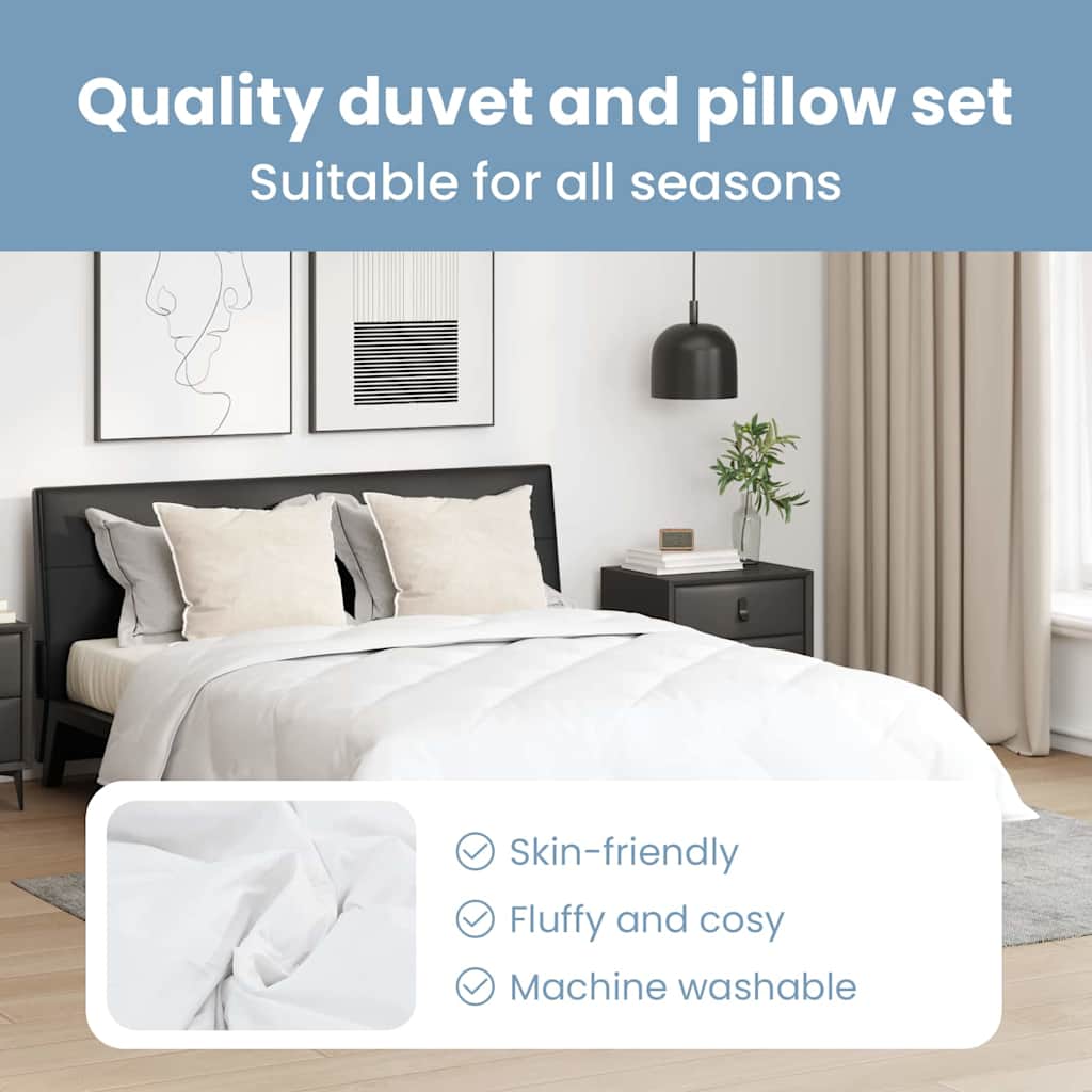 Antklodė su pagalve 3 pcs Balta Mikropluoštas