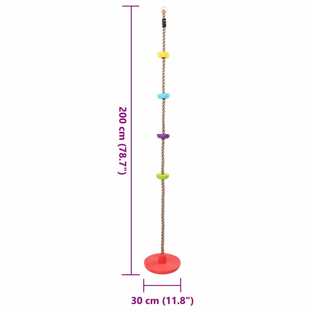 Vaikų kopimo virvė su disko sėdyne ir platformom 200 cm
