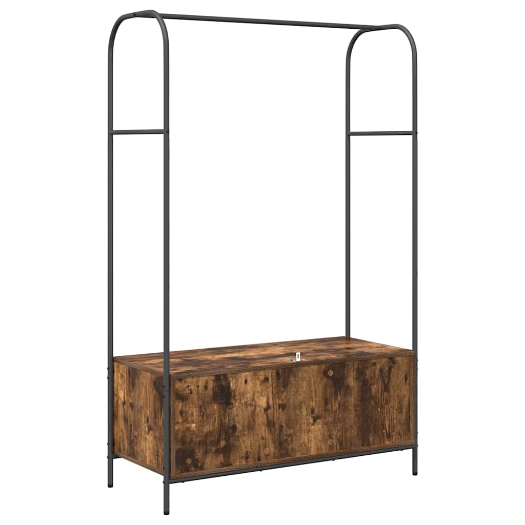 drabužių stelažas su lentynomis rūkytame ąžuole 100x44x160 cm