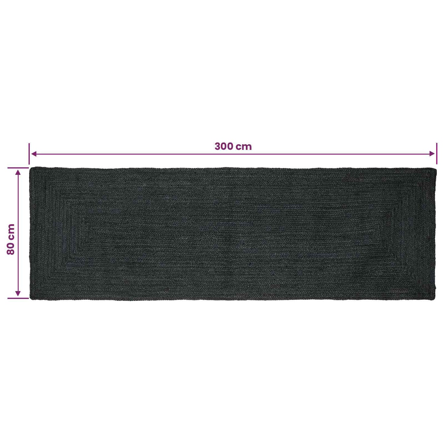 Zoninės kiliminės dangos Tamsiai pilka 80 x 300 cm Džiutas